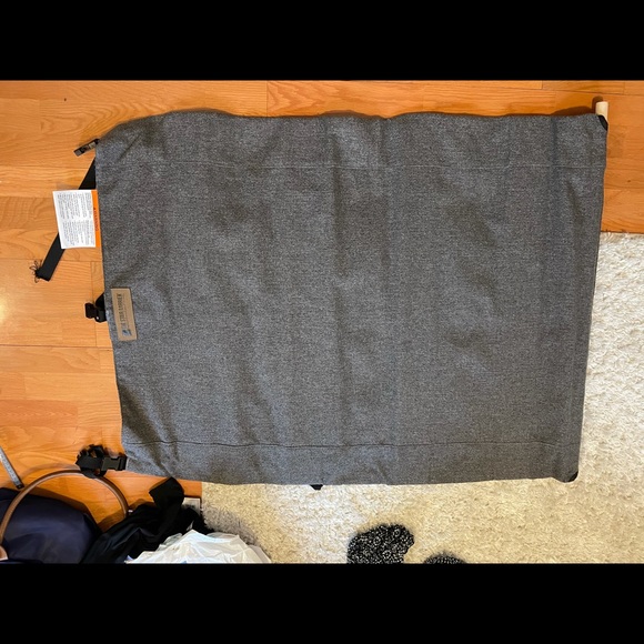 The Stair Barrier retractable portable burlap fabric baby pet gate dark gray